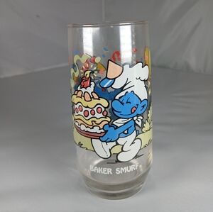 Smurf Promotional Collectible Drinking Glass Vintage 1983 - Baker Smurf